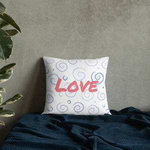 Blue Swirls Pattern Love Square Cushion Cushions