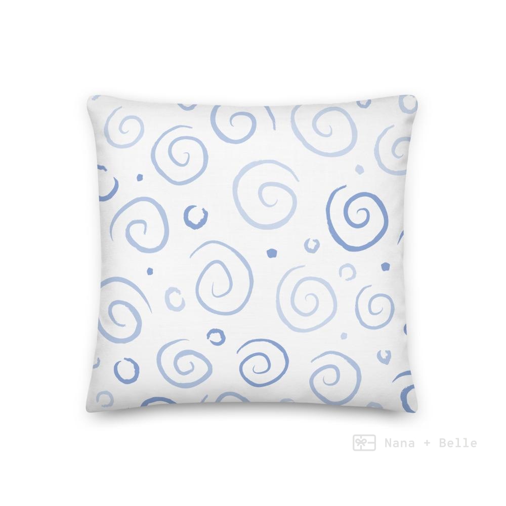 Blue Swirls Pattern Love Square Cushion Cushions