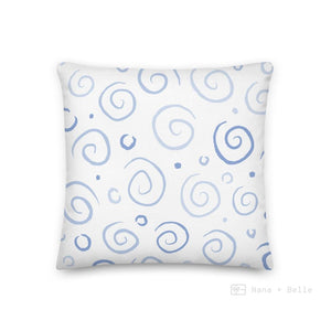 Blue Swirls Pattern Love Square Cushion Cushions