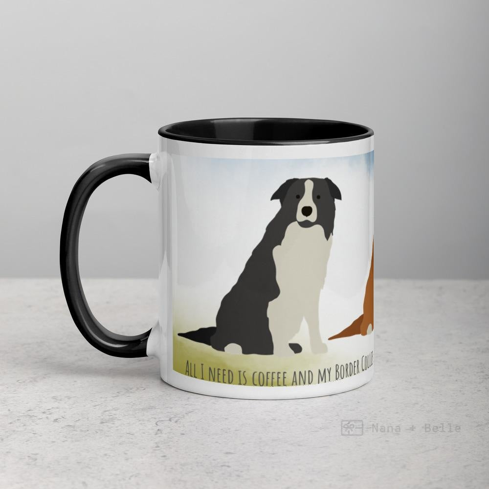 Border Collie Mug With Color Inside Black Mugs