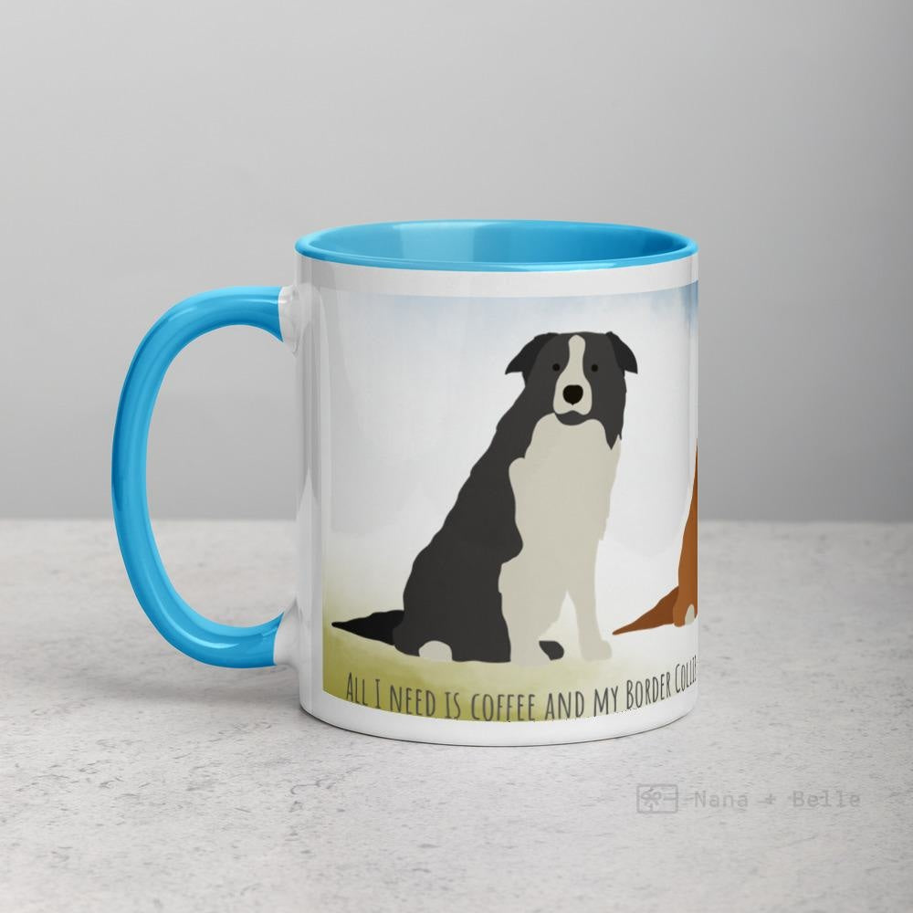 Border Collie Mug With Color Inside Blue Mugs