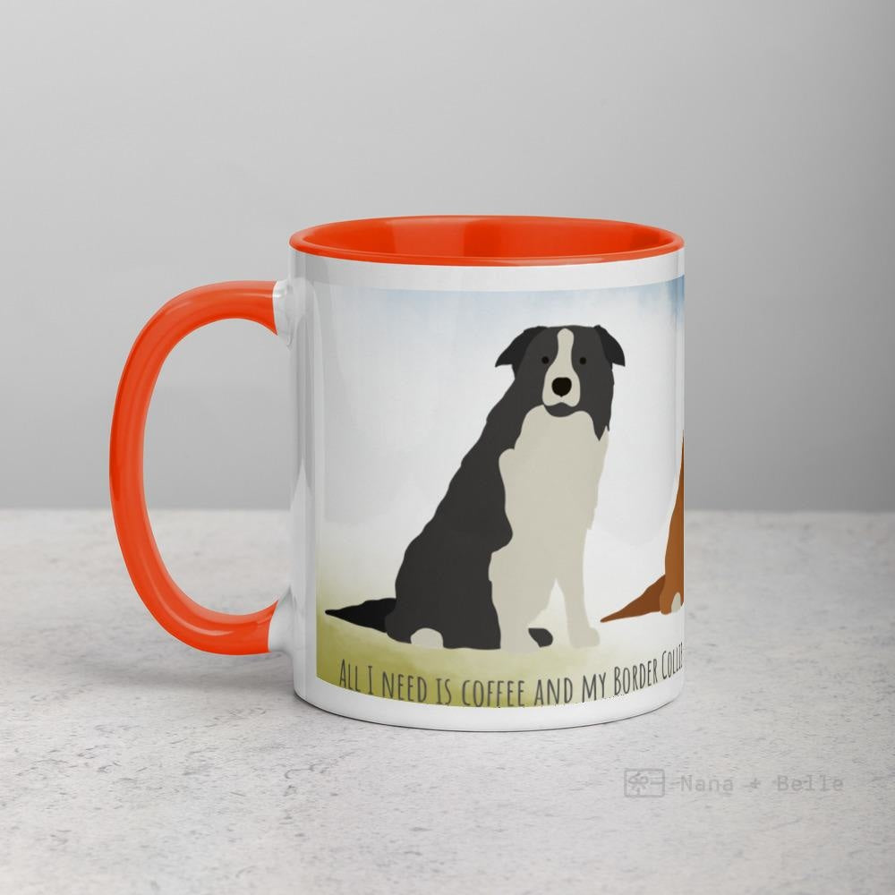 Border Collie Mug With Color Inside Orange Mugs