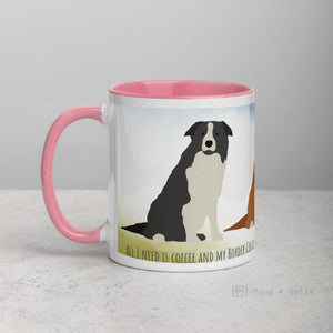 Border Collie Mug With Color Inside Pink Mugs