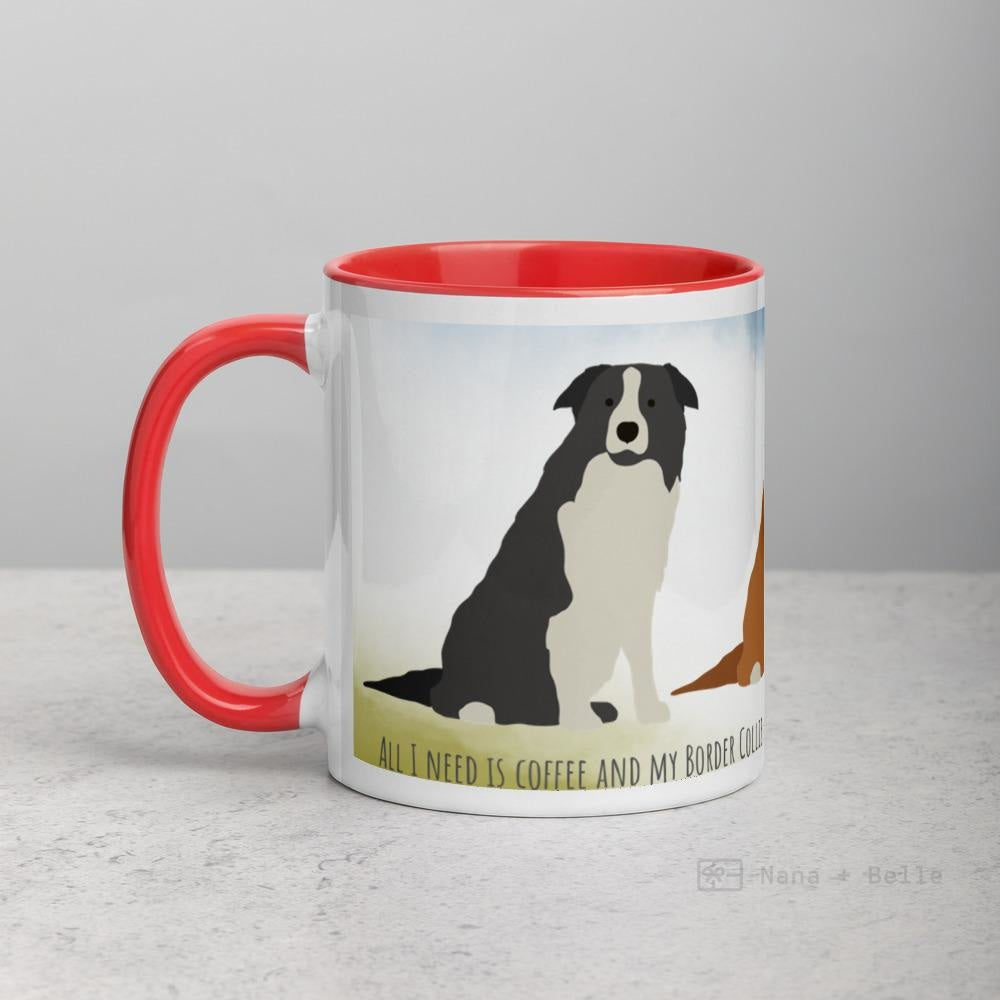 Border Collie Mug With Color Inside Red Mugs