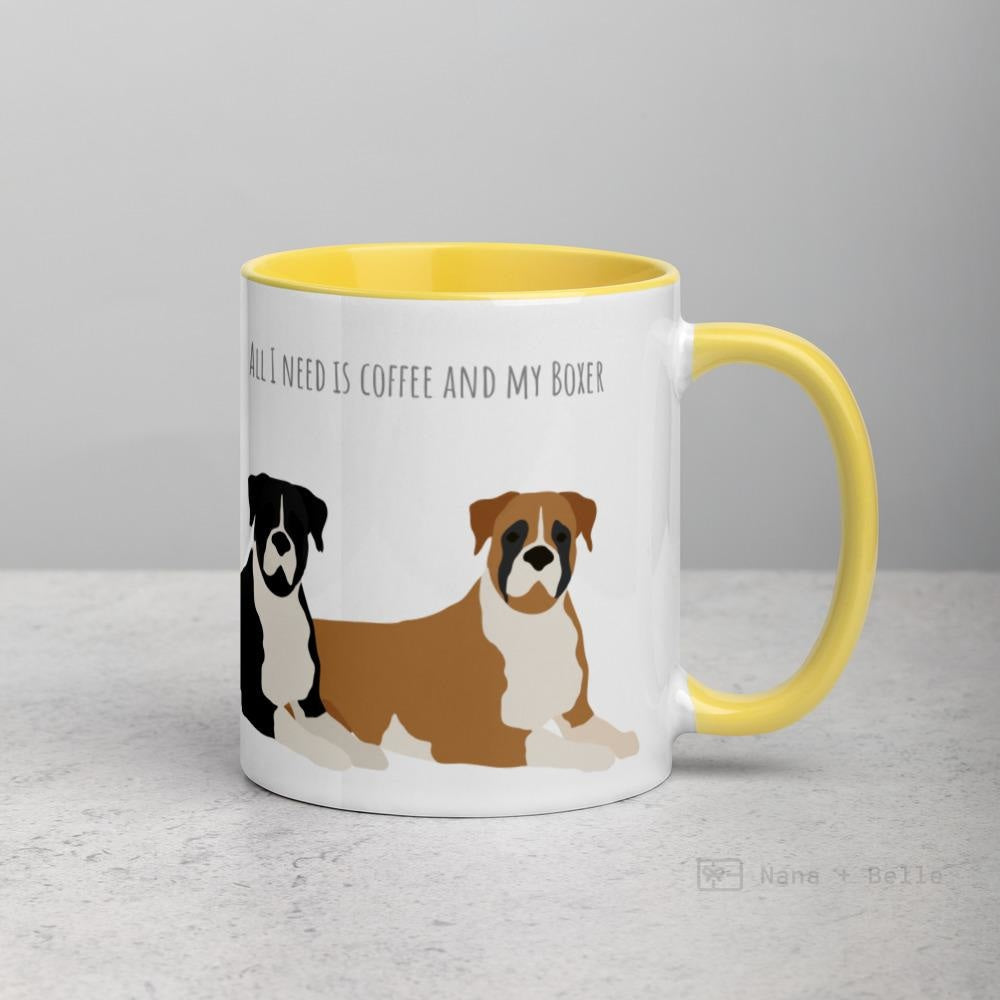 Boxer Mug With Color Inside Yellow