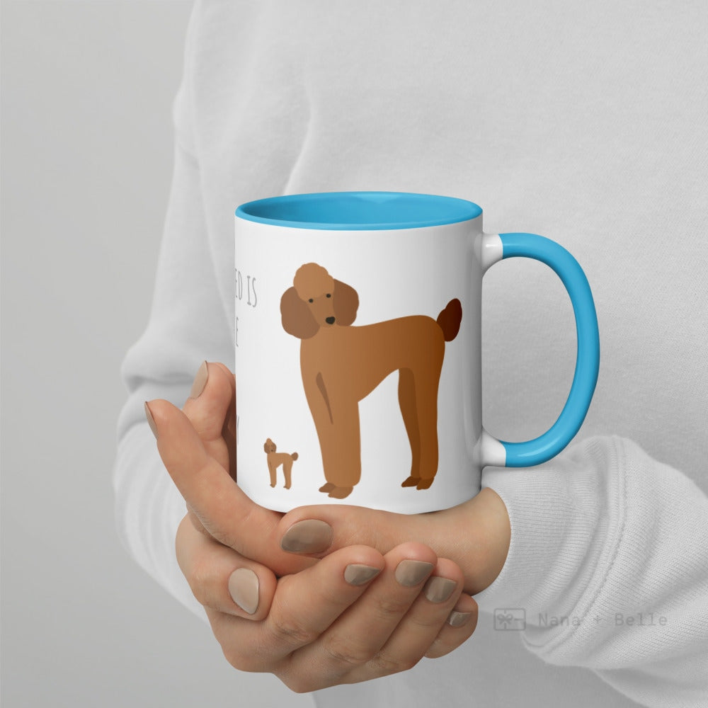 Brown Poodle Mug For Lovers Blue