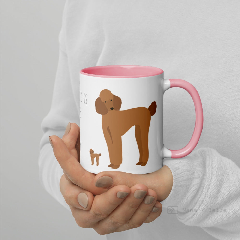 Brown Poodle Mug For Lovers Pink