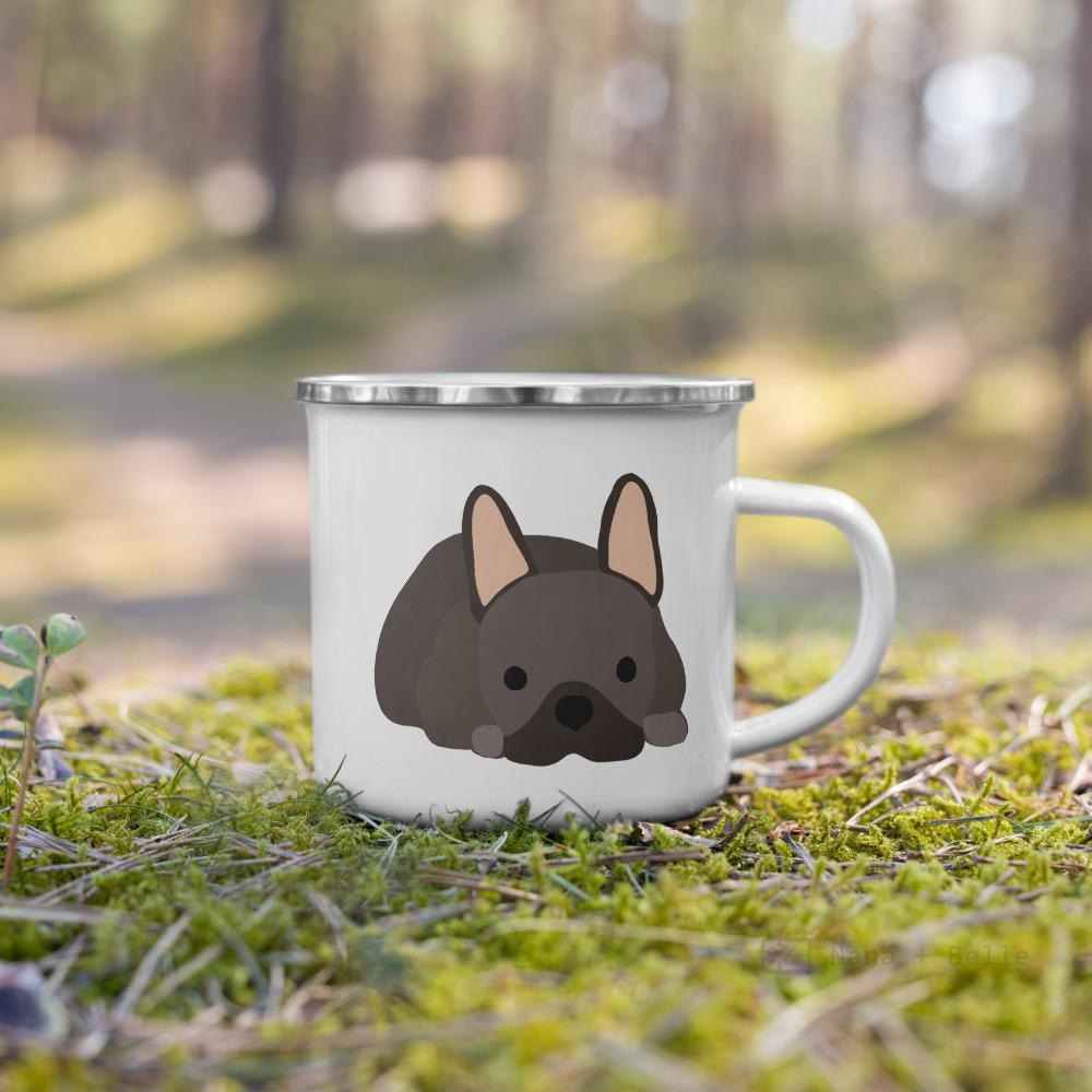 Chocolate French Bulldog Frenchie Enamel Mug Mugs