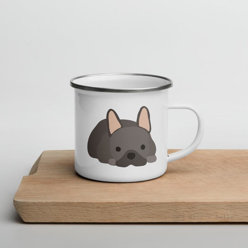 Chocolate French Bulldog Frenchie Enamel Mug Mugs