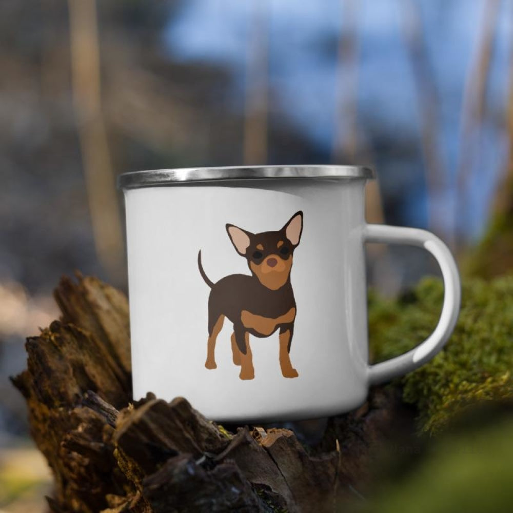 Chocolate & Tan Chihuahua Dog Enamel Mug Mugs