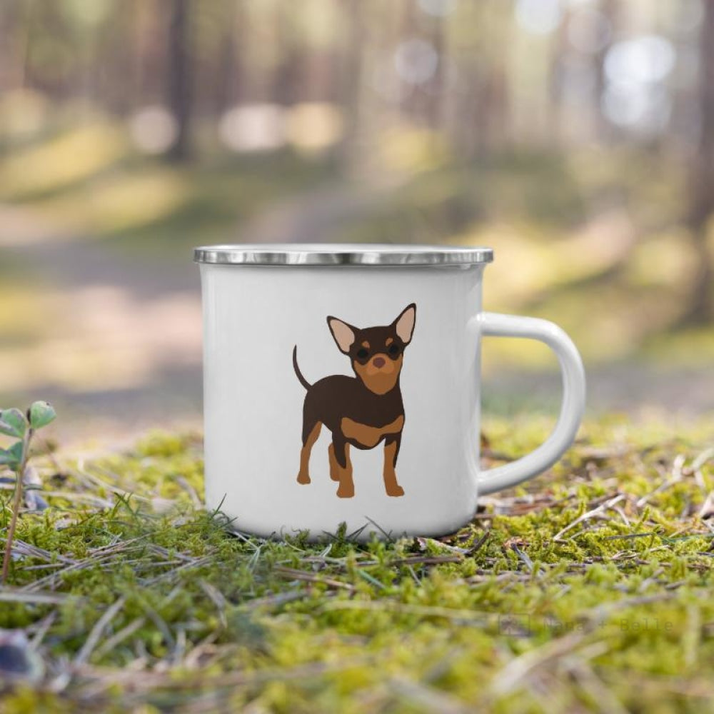 Chocolate & Tan Chihuahua Dog Enamel Mug Mugs