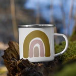 Load image into Gallery viewer, Chunky Dark Orange Pink Rainbows Enamel Mug / Rainbow Cup Mugs
