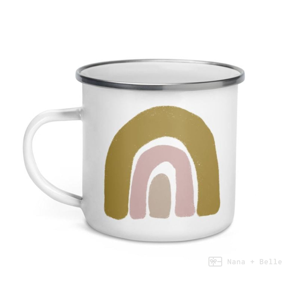 Chunky Dark Orange Pink Rainbows Enamel Mug / Rainbow Cup Mugs