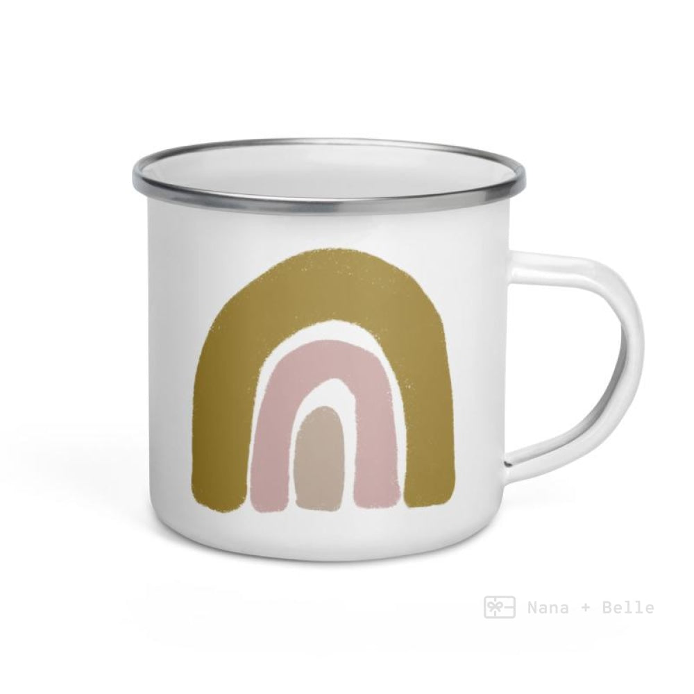 Chunky Dark Orange Pink Rainbows Enamel Mug / Rainbow Cup Mugs