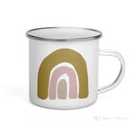 Load image into Gallery viewer, Chunky Dark Orange Pink Rainbows Enamel Mug / Rainbow Cup Mugs
