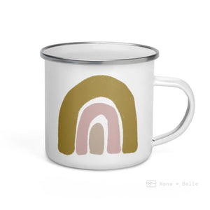 Chunky Dark Orange Pink Rainbows Enamel Mug / Rainbow Cup Mugs