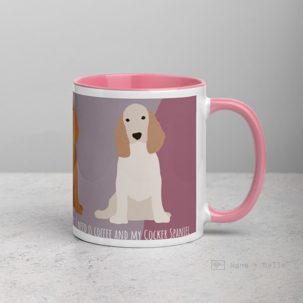 Cocker Spaniel Mug With Color Inside Pink Mugs