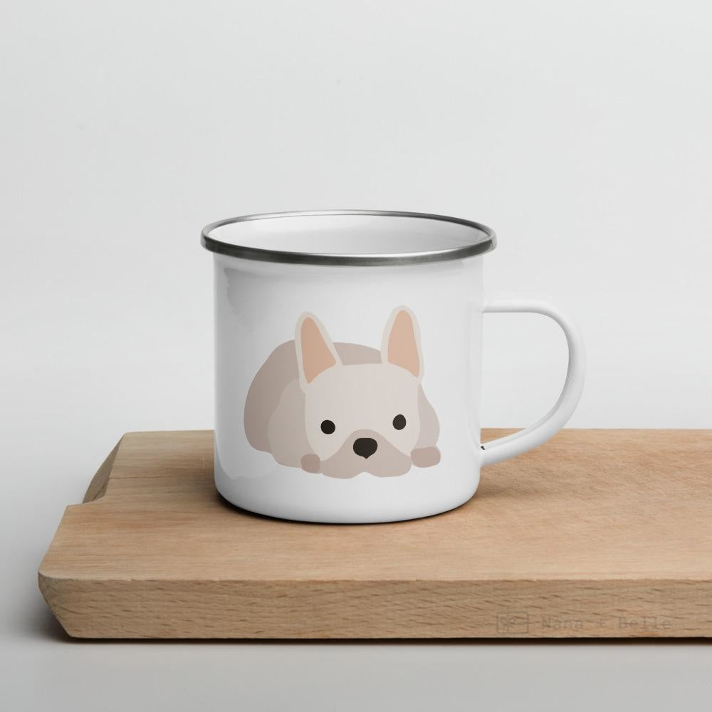 Cream French Bulldog / Frenchie Enamel Mug Mugs