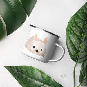 Cream French Bulldog / Frenchie Enamel Mug Mugs