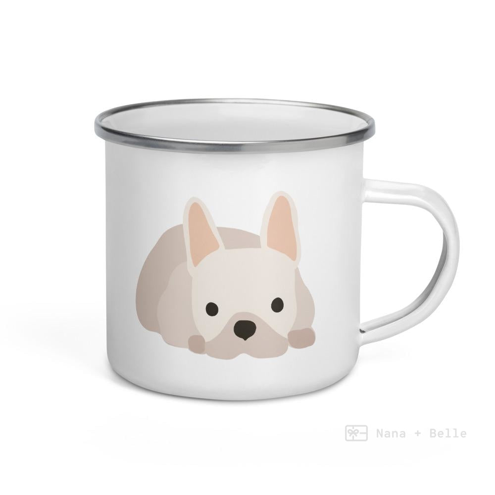 Cream French Bulldog / Frenchie Enamel Mug Mugs