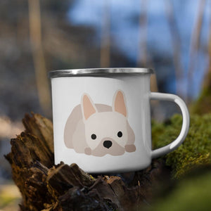 Cream French Bulldog / Frenchie Enamel Mug Mugs