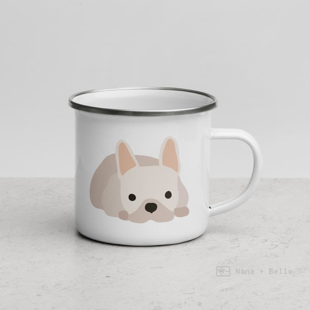 Cream French Bulldog / Frenchie Enamel Mug Mugs