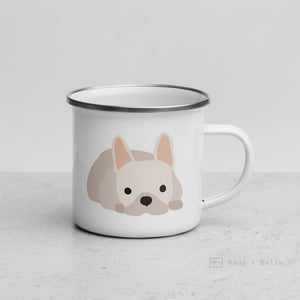 Cream French Bulldog / Frenchie Enamel Mug Mugs