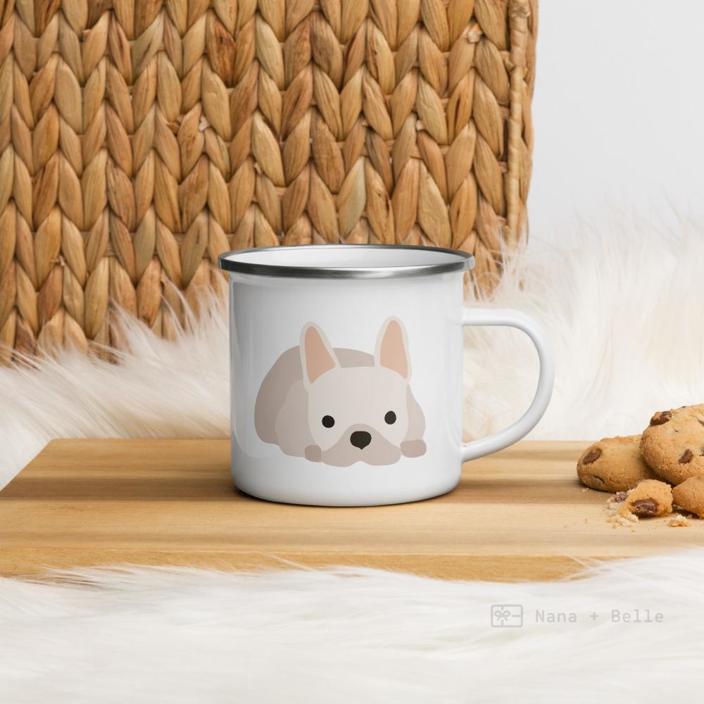 Cream French Bulldog / Frenchie Enamel Mug Mugs