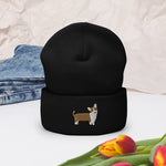 Load image into Gallery viewer, Tan Corgi Embroidered Cuffed Beanie
