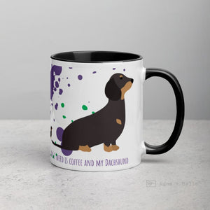 Dachshund Mug With Color Inside Black Mugs