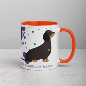 Dachshund Mug With Color Inside Orange Mugs