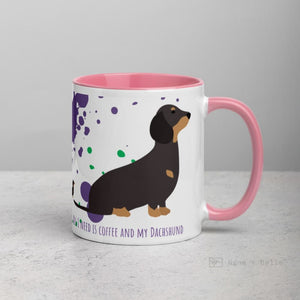 Dachshund Mug With Color Inside Pink Mugs