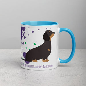 Dachshund Mug With Color Inside Blue Mugs