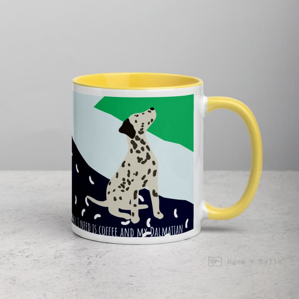 Dalmatian Mug With Colour Inside Yellow Mugs