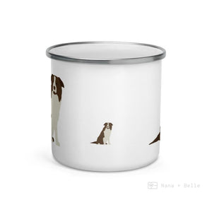 Dark Brown Border Collie Dog Enamel Mug / Cup Mug