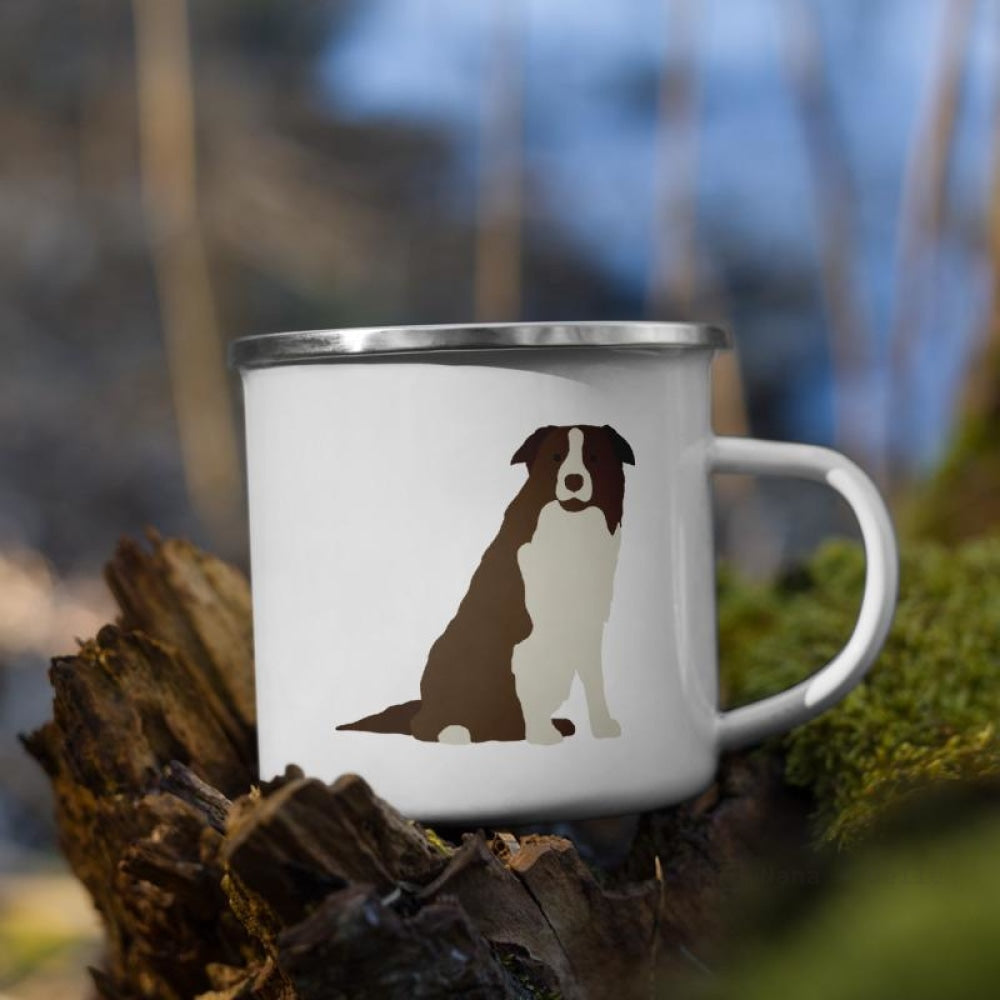 Dark Brown Border Collie Dog Enamel Mug / Cup Mug