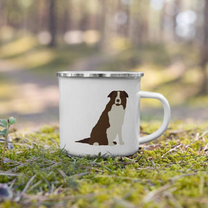 Dark Brown Border Collie Dog Enamel Mug / Cup Mug