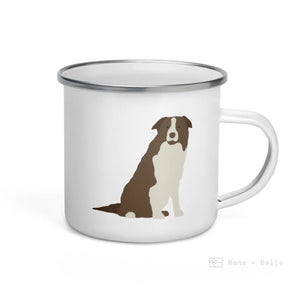 Dark Brown Border Collie Dog Enamel Mug / Cup Mug