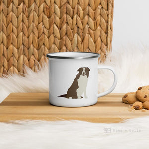 Brown Border Collie Dog enamel mug, kids unbreakable cup, enamel mug, Border Collie Dog cup, chocolate mug - Nana + Belle