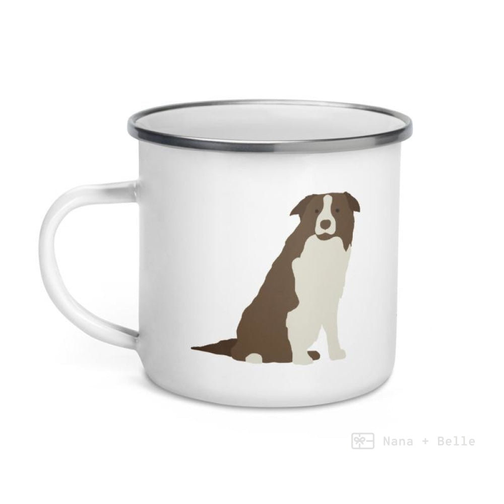 Dark Brown Border Collie Dog Enamel Mug / Cup Mug