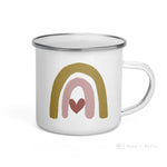 Load image into Gallery viewer, Dark Orange Pink Rainbow Heart Enamel Mug / Cup Mugs
