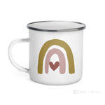 Load image into Gallery viewer, Dark Orange Pink Rainbow Heart Enamel Mug / Cup Mugs
