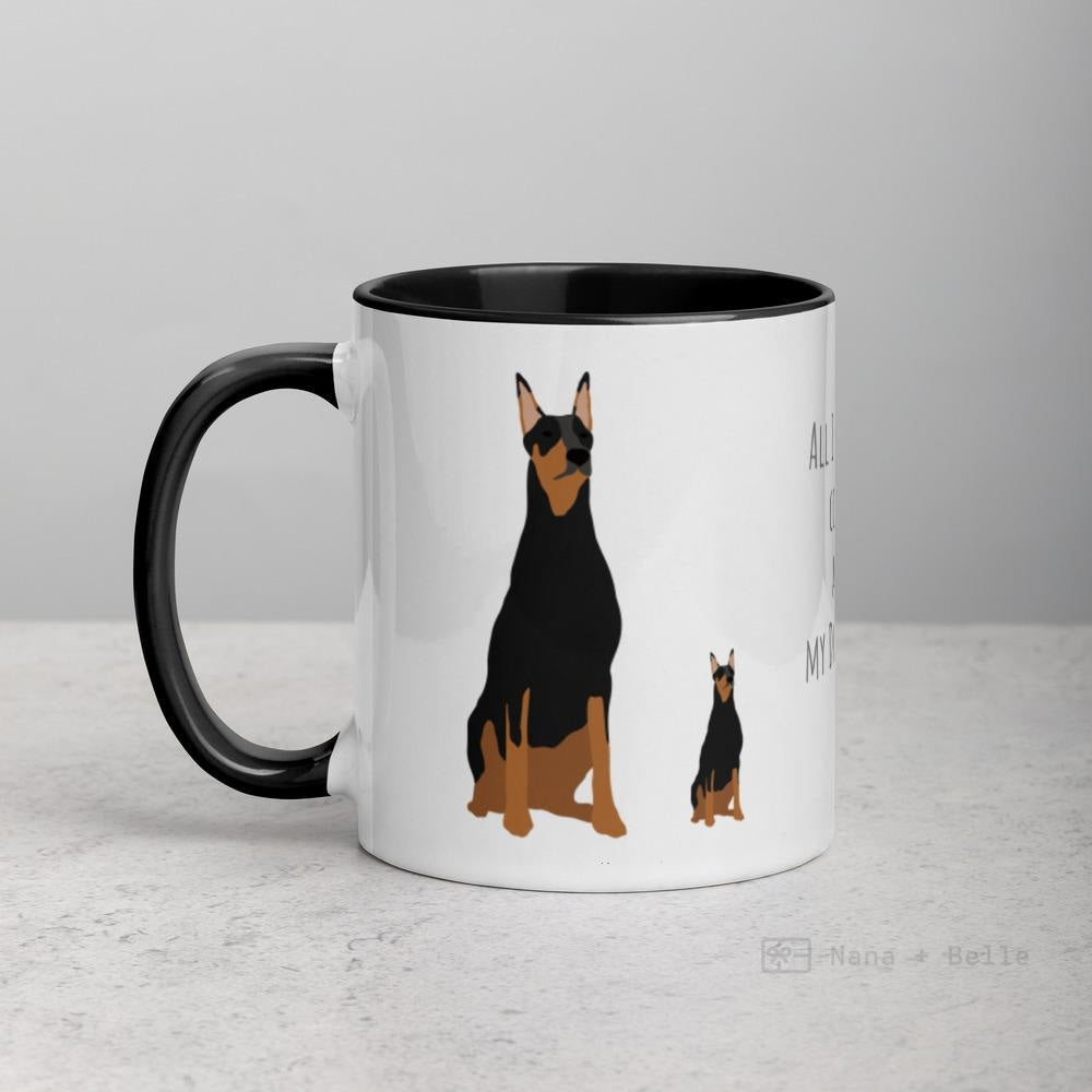 Doberman Mug With Color Inside Black Mugs