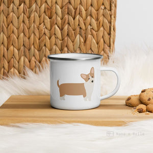 Fawn Corgi enamel mug, kids unbreakable cup, enamel mug, Fawn Corgi cup, chocolate mug - Nana + Belle