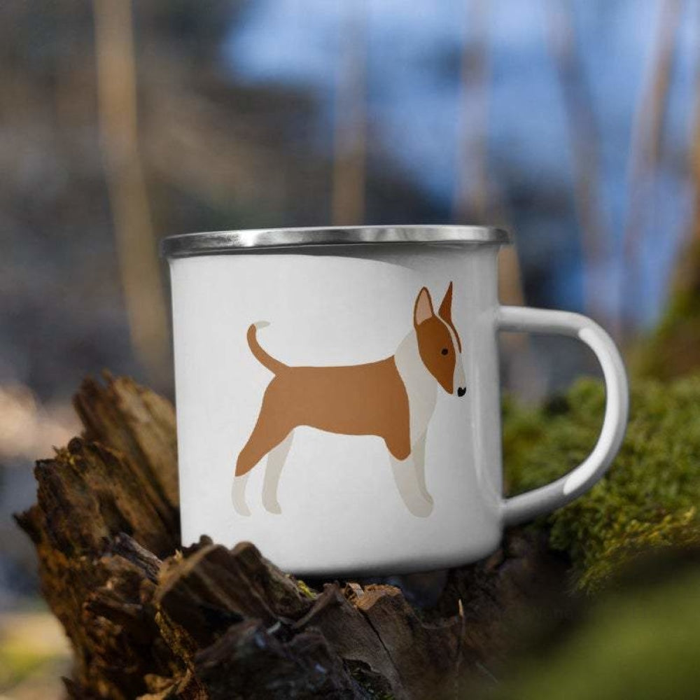 Fawn And White English Bull Terrier Enamel Mug / Cup Mug