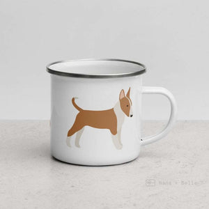 Fawn And White English Bull Terrier Enamel Mug / Cup Mug