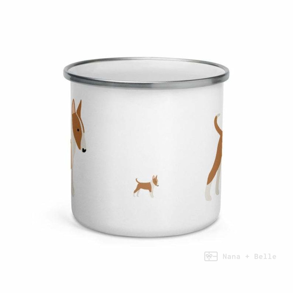 Fawn And White English Bull Terrier Enamel Mug / Cup Mug