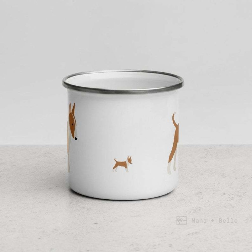 Fawn And White English Bull Terrier Enamel Mug / Cup Mug