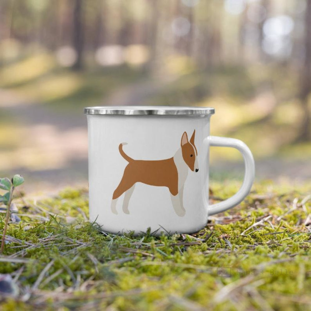 Fawn And White English Bull Terrier Enamel Mug / Cup Mug