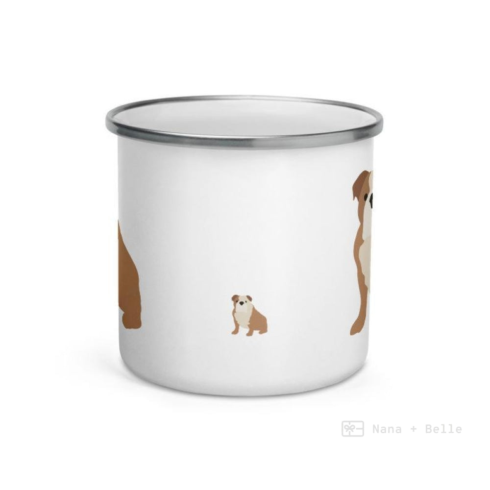 Fawn & White English Bulldog Enamel Mug Mugs